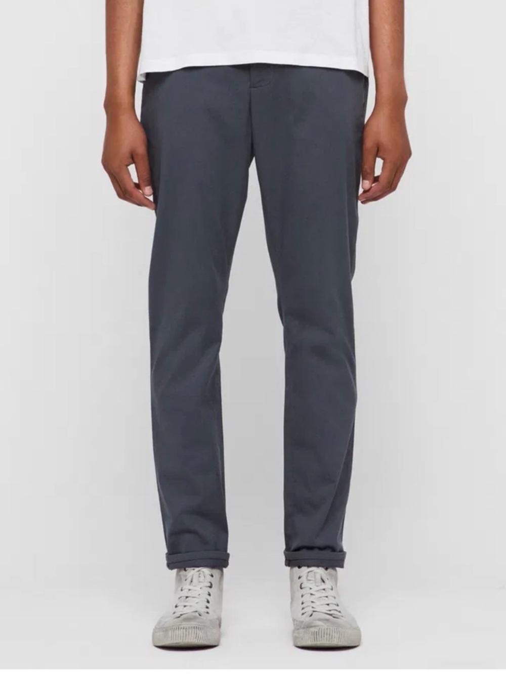 AllSaints Slim Straight Chinos in Charcoal